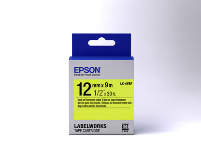 Epson Label Cartridge Fluorescent LK-4YBF Black/Yellow 12mm (9m)