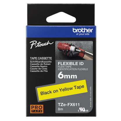 Brother TZE-FX611 label-making tape Black on yellow