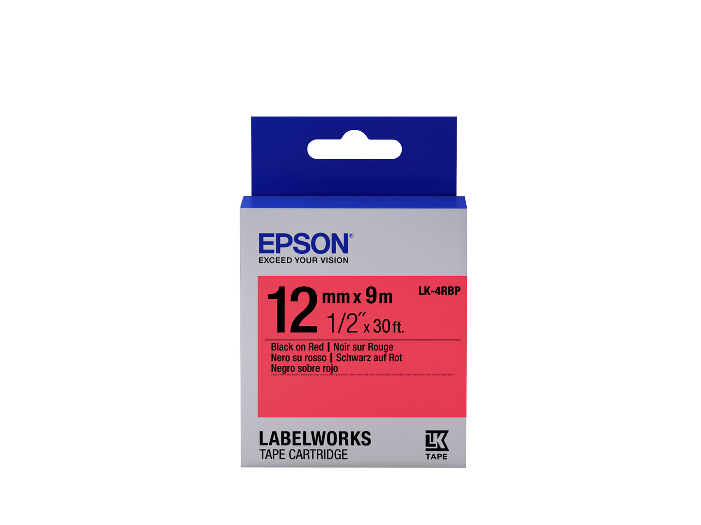 Epson Label Cartridge Pastel LK-4RBP Black/Red 12mm (9m)