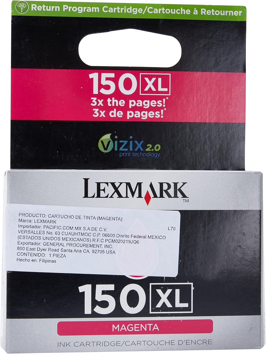 Lexmark 14N1616E ink cartridge 1 pc(s) Original High (XL) Yield Magenta