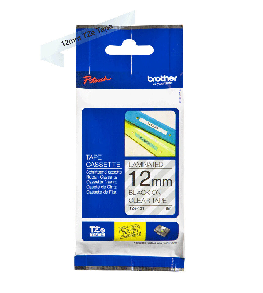 Brother Labelling Tape 12mm Black on Clear