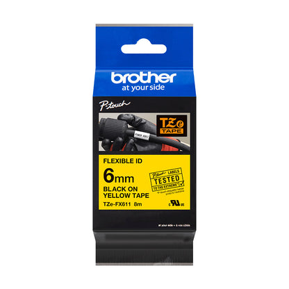 Brother TZE-FX611 label-making tape Black on yellow