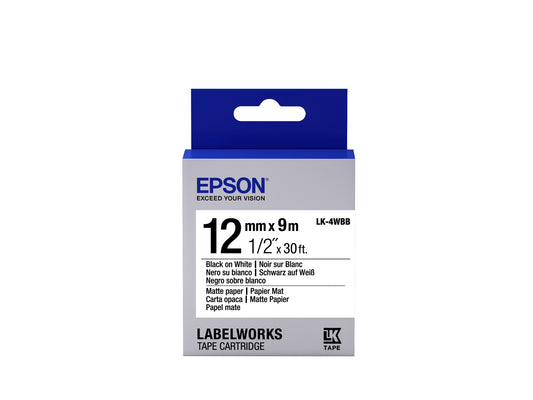 Epson Label Cartridge Matte Paper LK-4WBB Black/White 12mm (9m)