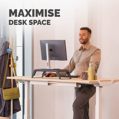 Fellowes Computer Monitor Stand with 3 Height Adjustments - Hana LT Monitor Riser - Ergonomic Adjustable Monitor Stand for Computers - Max Weight 22.6KG - Black