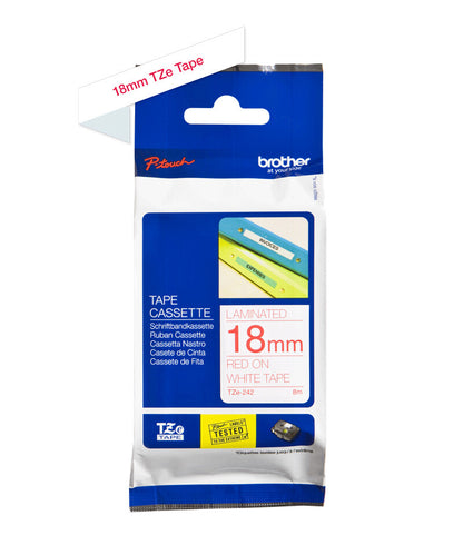 Brother Laminated tape 18mm Red on White TZE-242