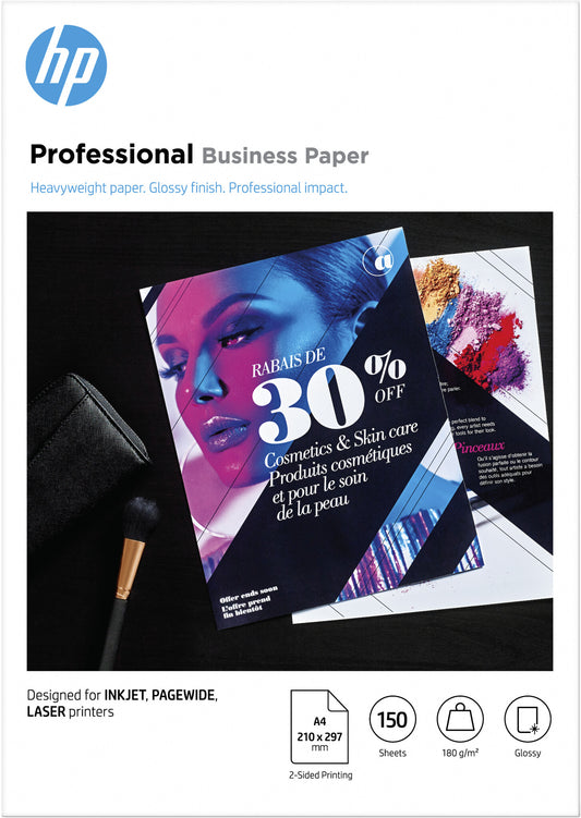 HP Professional Business Paper, Glossy, 180 g/m2, A4 (210 x 297 mm), 150 sheets