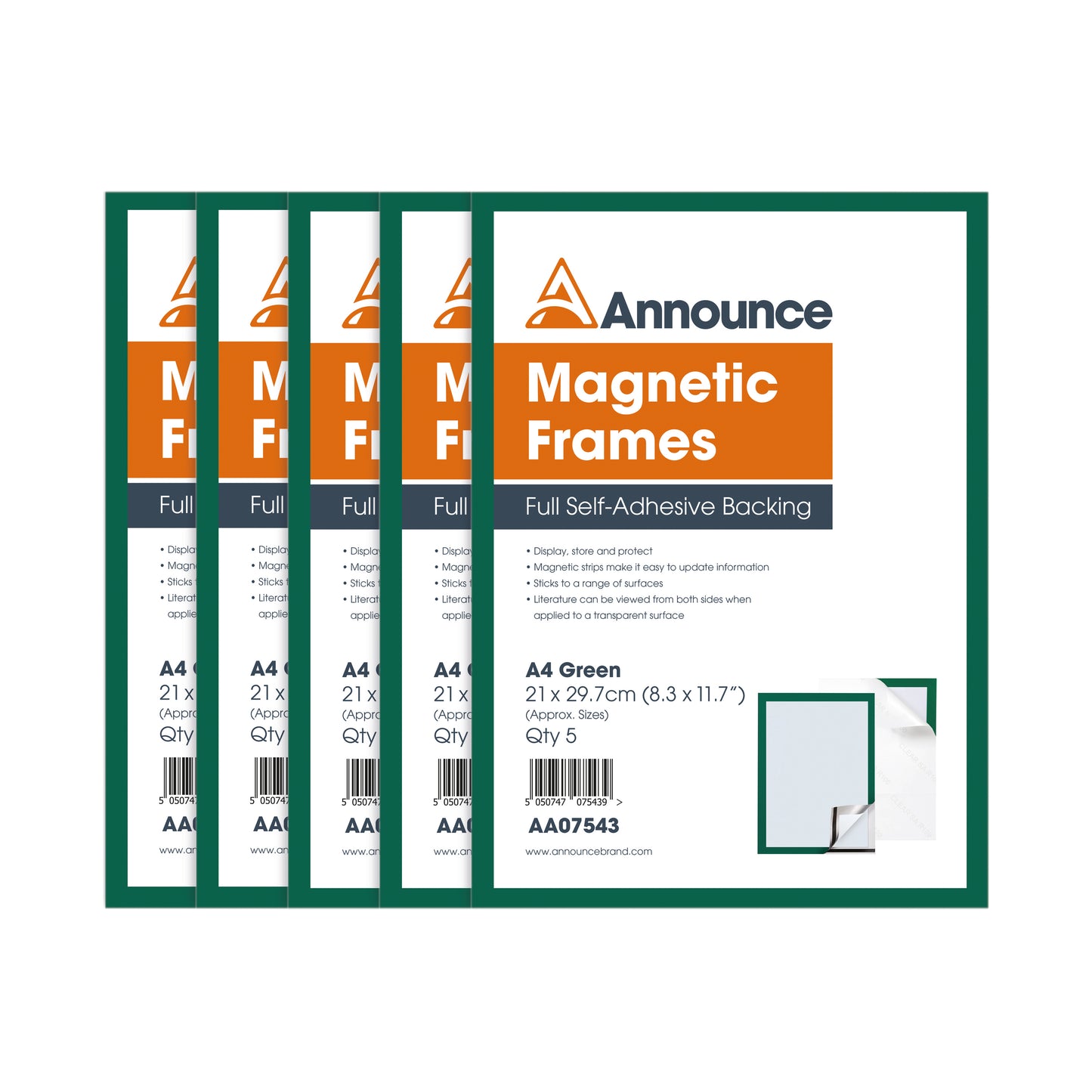 Announce Magnetic Frames A4 Green (Pack of 5) AA07543