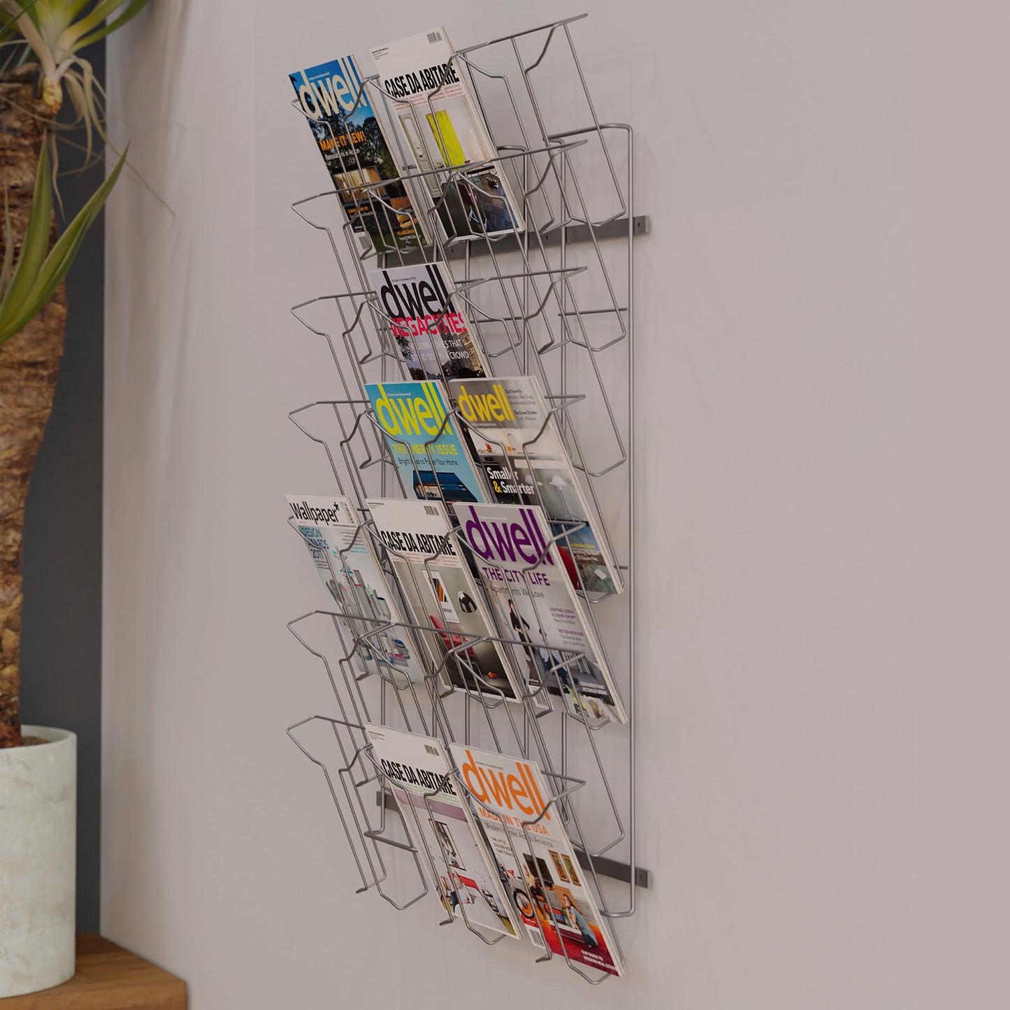 Alba Wall Mounted 7Tier 21-Pocket Literature Holder A4 Chrome DDFIL21M