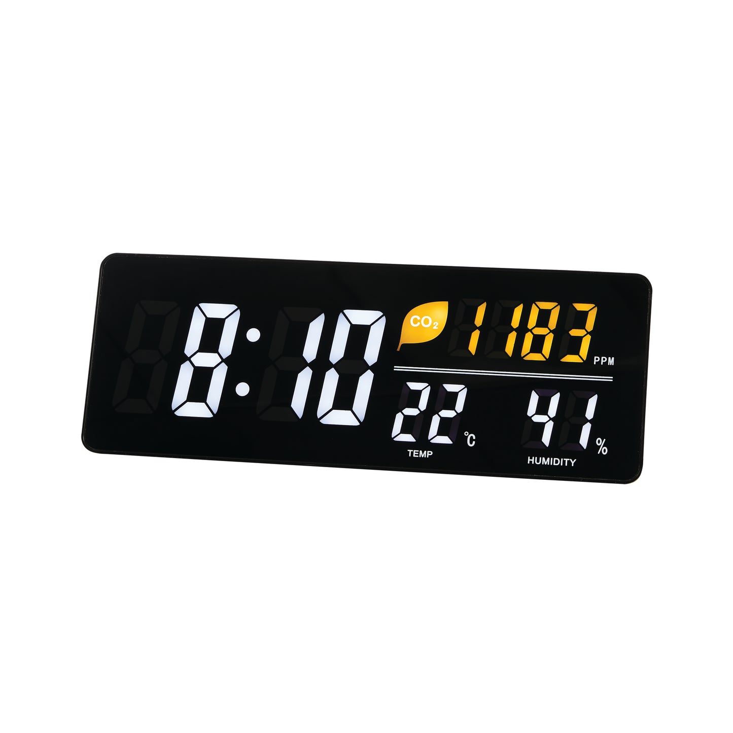 Alba LED Wall Clock With CO2 Level Temperature Humidity Sensor Black HORDGTL CO2