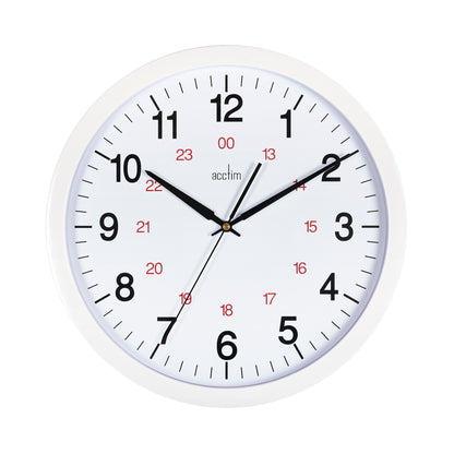 Acctim Metro 24 Hour Plastic Wall Clock 355mm White 21202