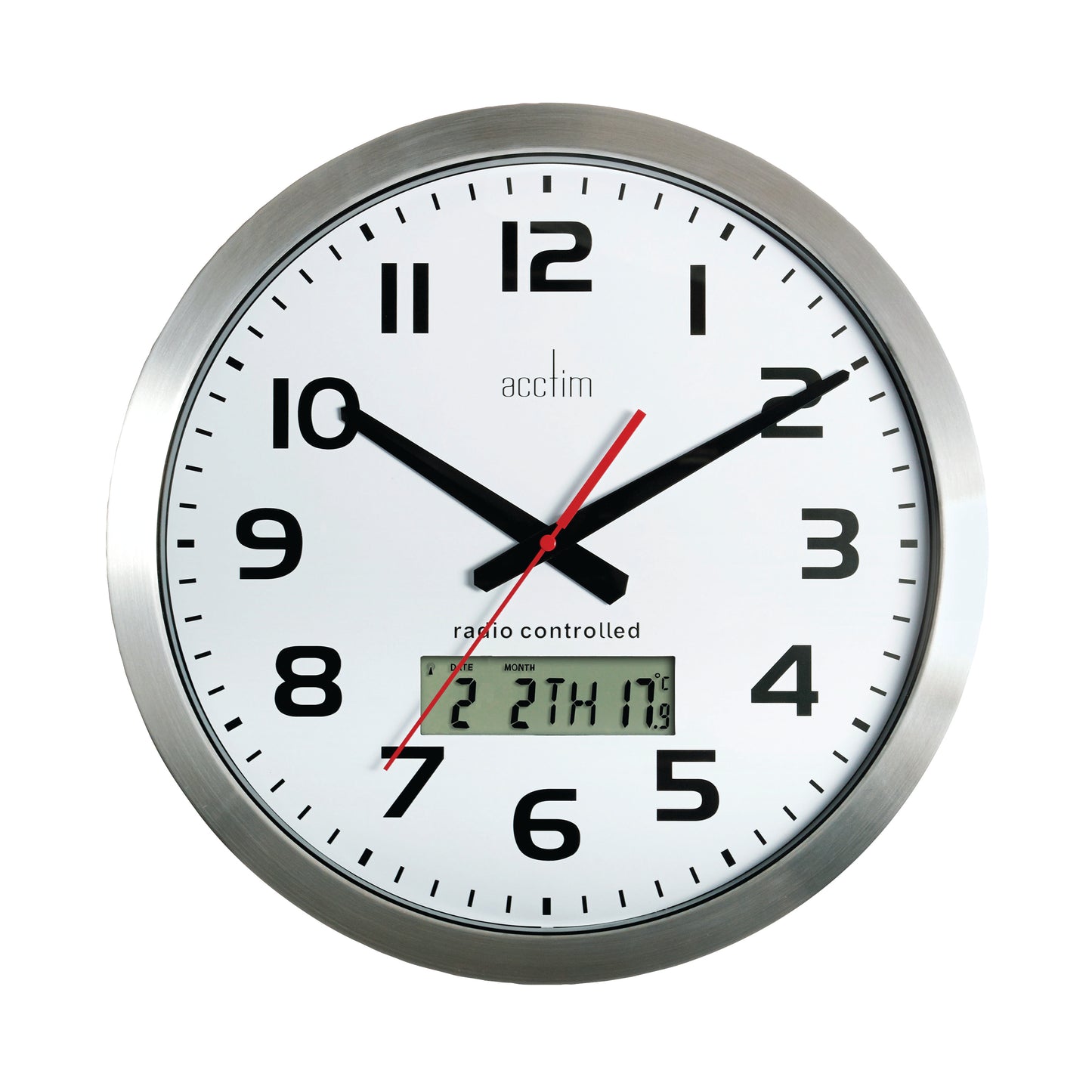 Acctim Meridian Radio Controlled Wall Clock Aluminium 74447