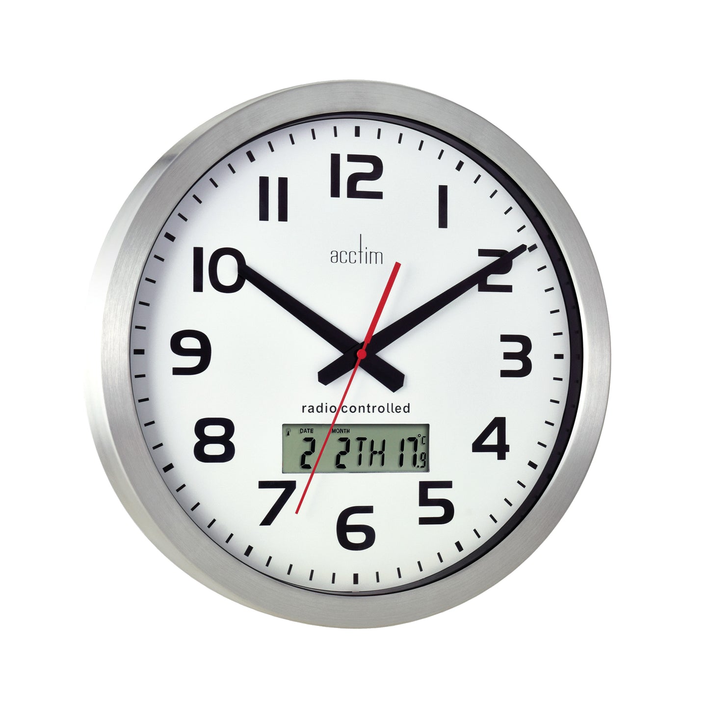 Acctim Meridian Radio Controlled Wall Clock Aluminium 74447