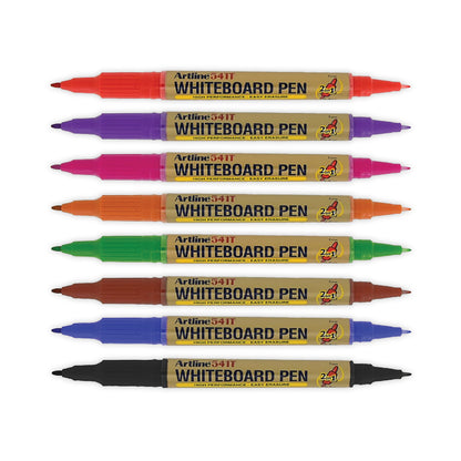 Artline 2-in-1 Whiteboard Marker Fine/Superfine Assorted (Pack of 8) EK-541T-WB