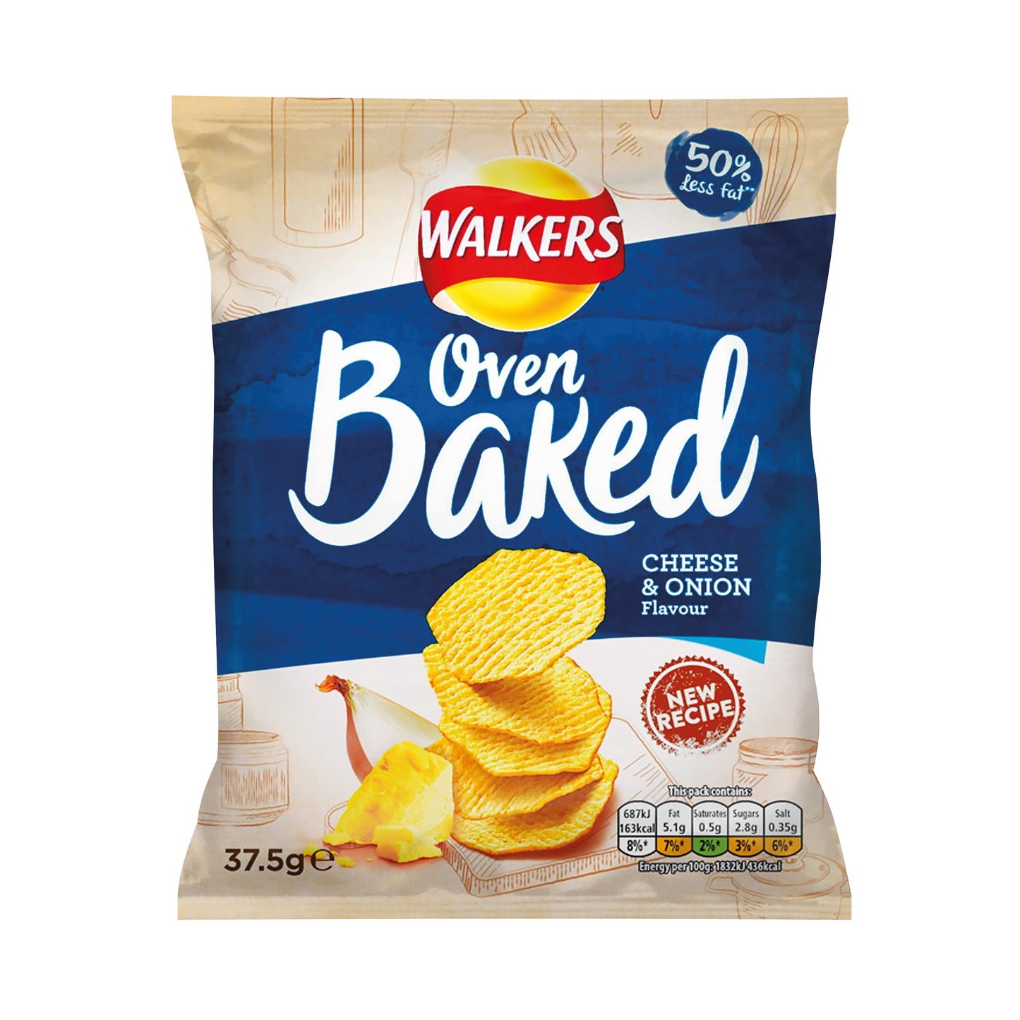 Walkers Baked Cheese and Onion 37.5g (Pack of 32) 101011