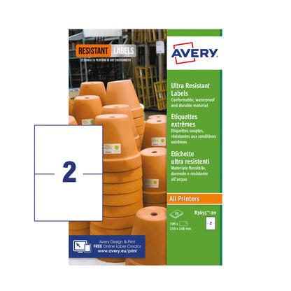 Avery Ultra Resistant Labels 148x210mm (Pack of 40) B3655-20