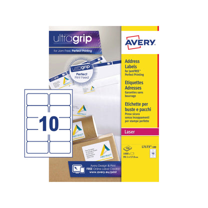 Avery Ultragrip Laser Labels 99.1x57mm White (Pack of 1000) L7173