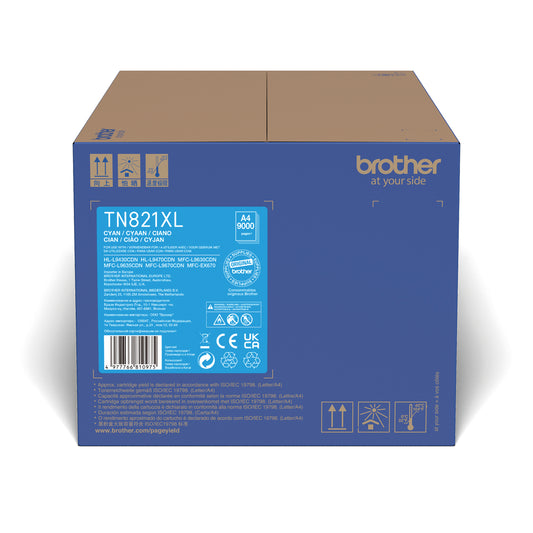 Brother TN-821XLC Toner Cartridge High Yield Cyan TN821XLC