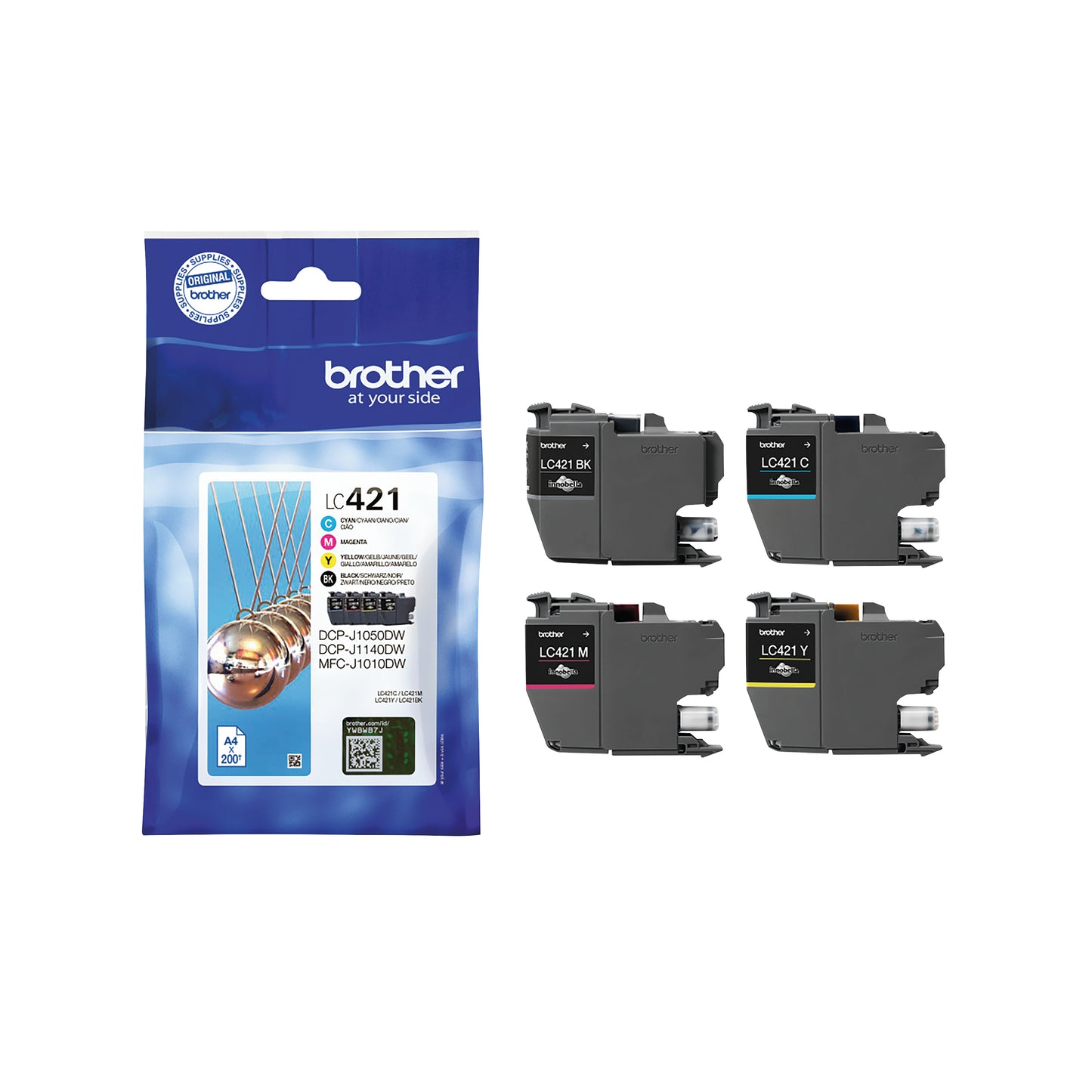 Brother LC421VALDR ink cartridge 4 pc(s) Original Black, Cyan, Magenta, Yellow