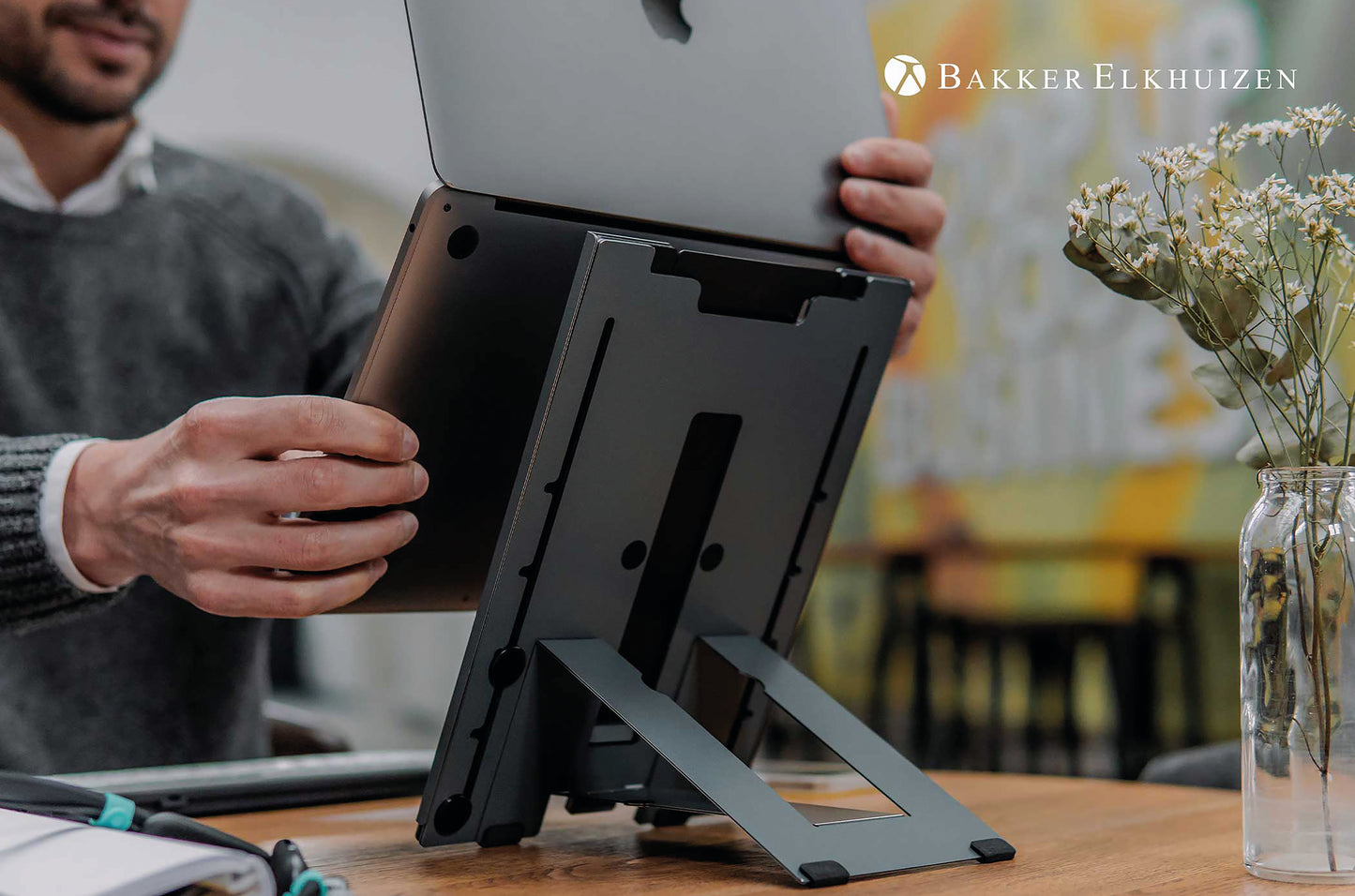 BakkerElkhuizen Ergo-Q Hybrid Pro Tablet/Laptop Stand Dark Grey BNEQHPDG