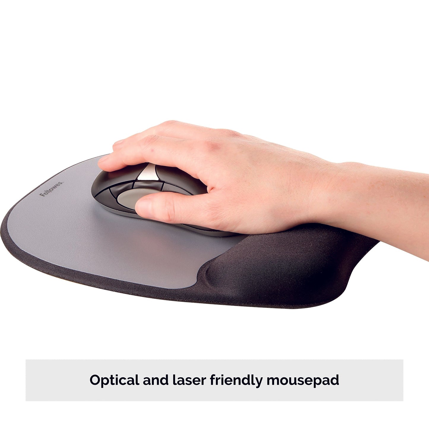 Fellowes Mouse Mat Wrist Support - Memory Foam Mouse Pad with Soft Foam Pillow - Ergonomic Mouse Mat for Computer, Laptop, Home Office Use - Compatible with Laser and Optical Mice - Silver
