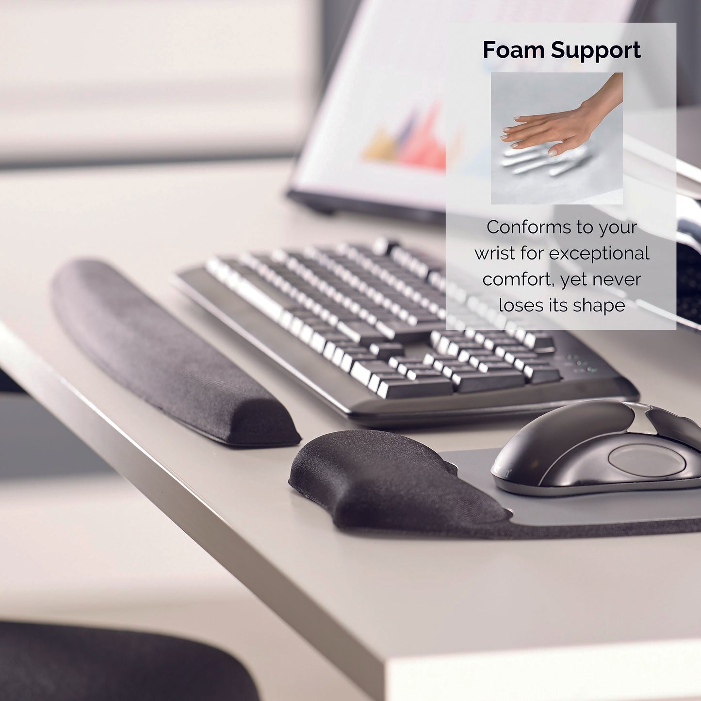 Fellowes Memory Foam Keyboard Wrist Support Black 9178201