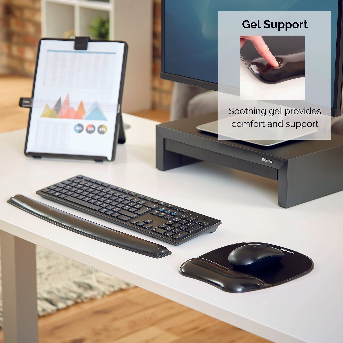 Fellowes Crystal Gel Mouse Pad And Wristrest Black 9112101