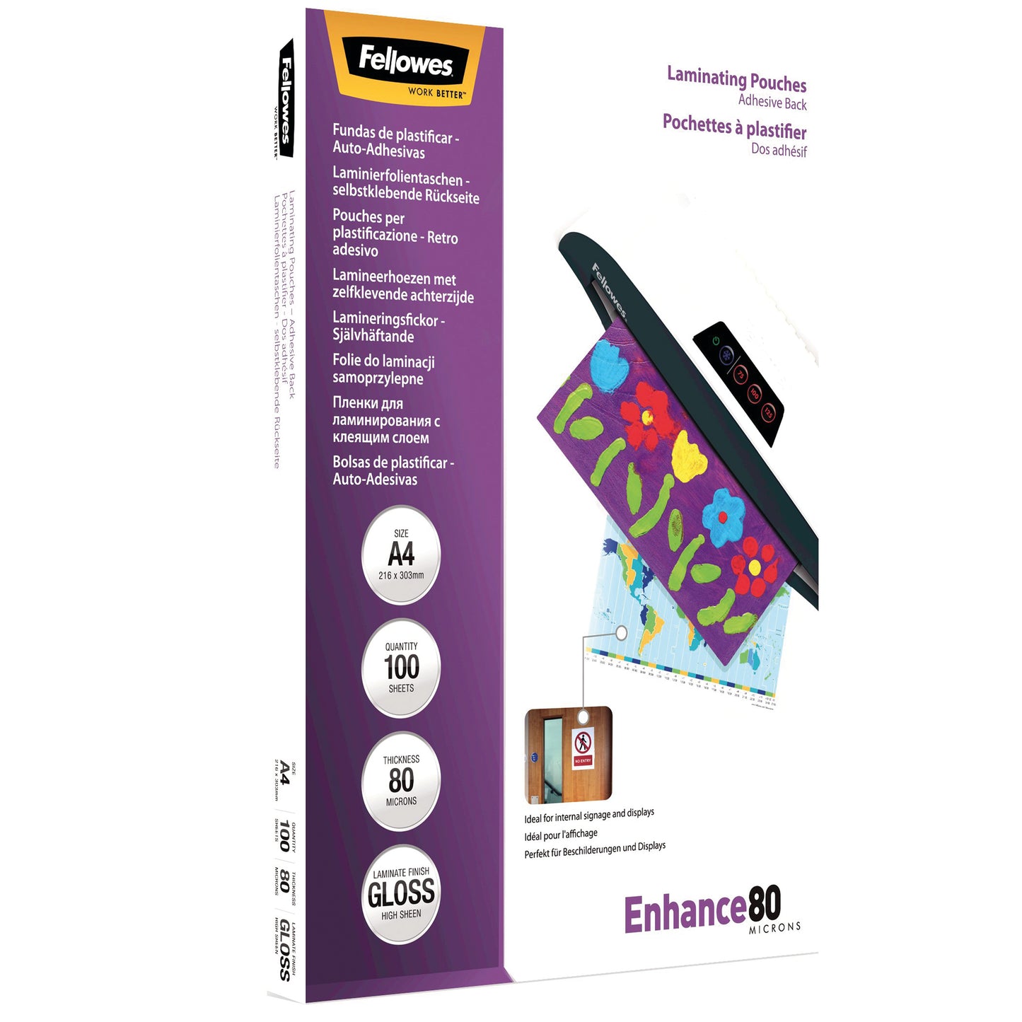 Fellowes A4 Self Adhesive Enhance Laminating Pouches(Pack of 100)53022