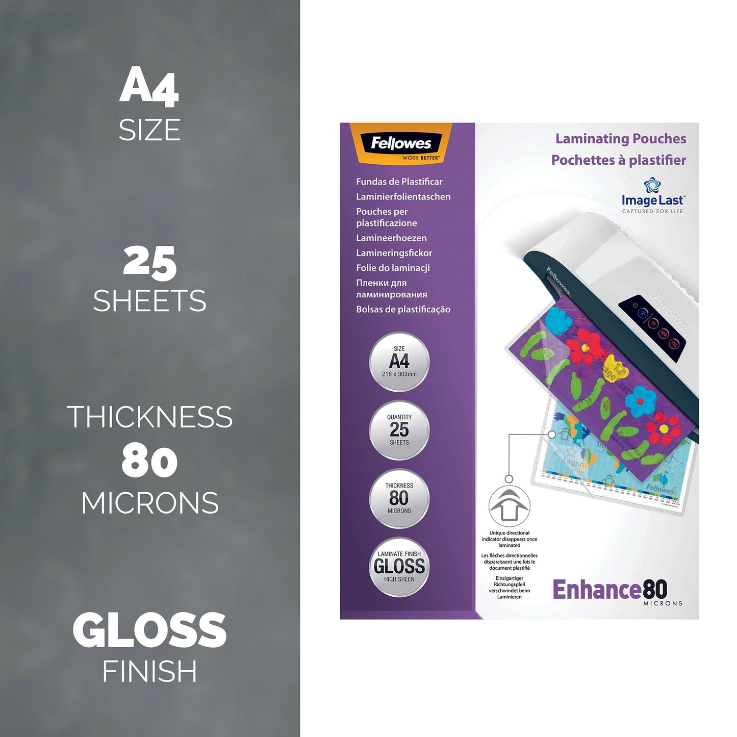 Fellowes ImageLast A4 80 Micron Laminating Pouch - 25 pack
