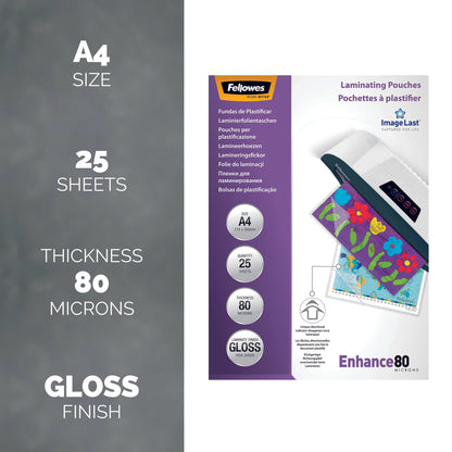 Fellowes ImageLast A4 80 Micron Laminating Pouch - 25 pack