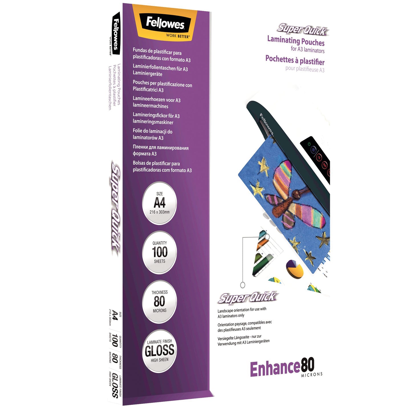 Fellowes Super Quick A4 Laminating Pouches (Pack of 100) 5440001