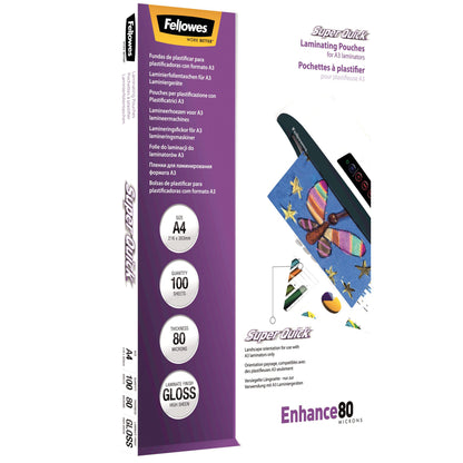 Fellowes Super Quick A4 Laminating Pouches (Pack of 100) 5440001