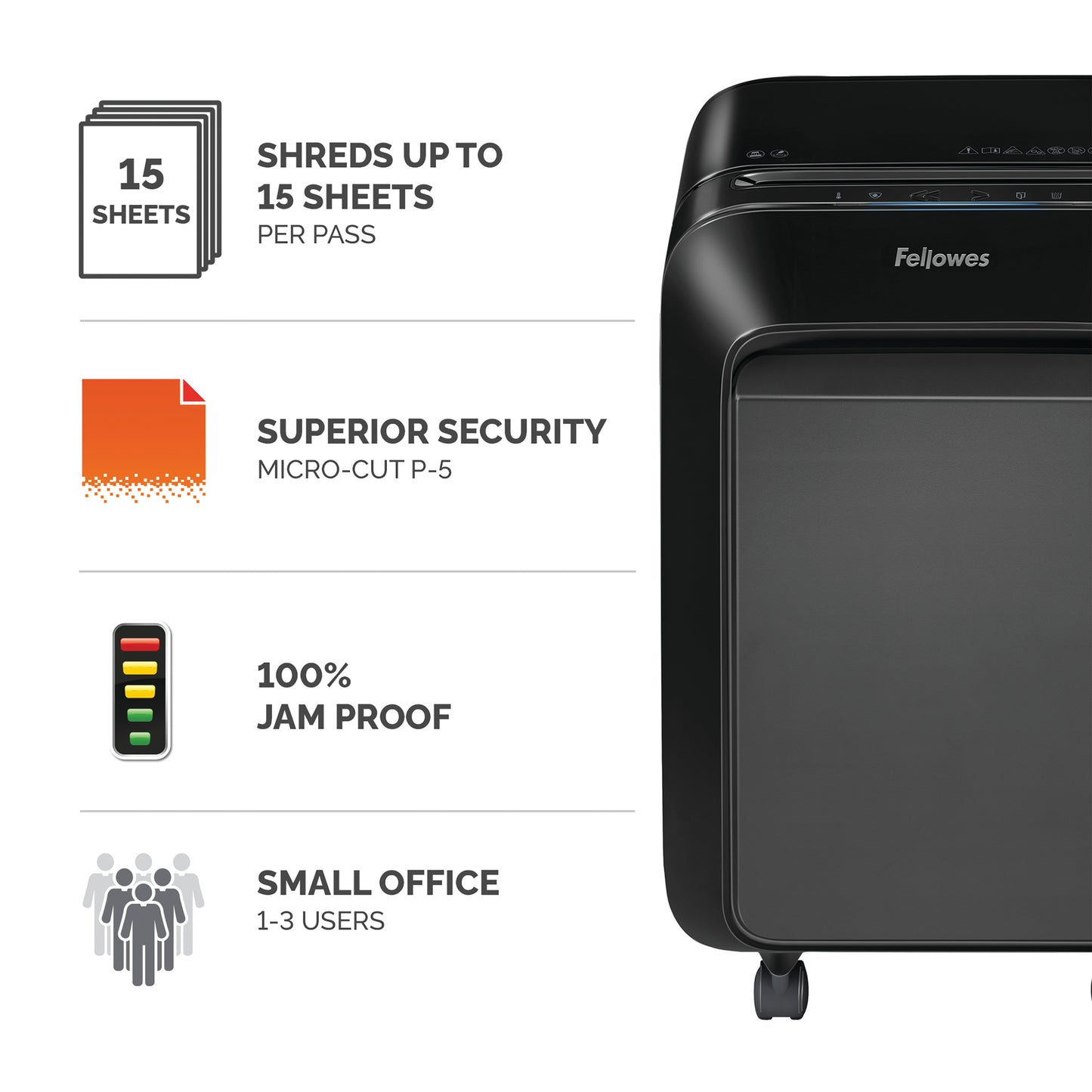Fellowes LX Series Powershred LX211 paper shredder Micro-cut shredding Black
