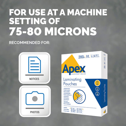 Fellowes Apex A4 Light Duty Laminating Pouch (Pack of 200) 6005301