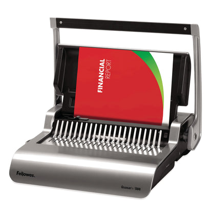 Fellowes Grey Quasar+ 500 Manual Comb Binding Machine 5627701
