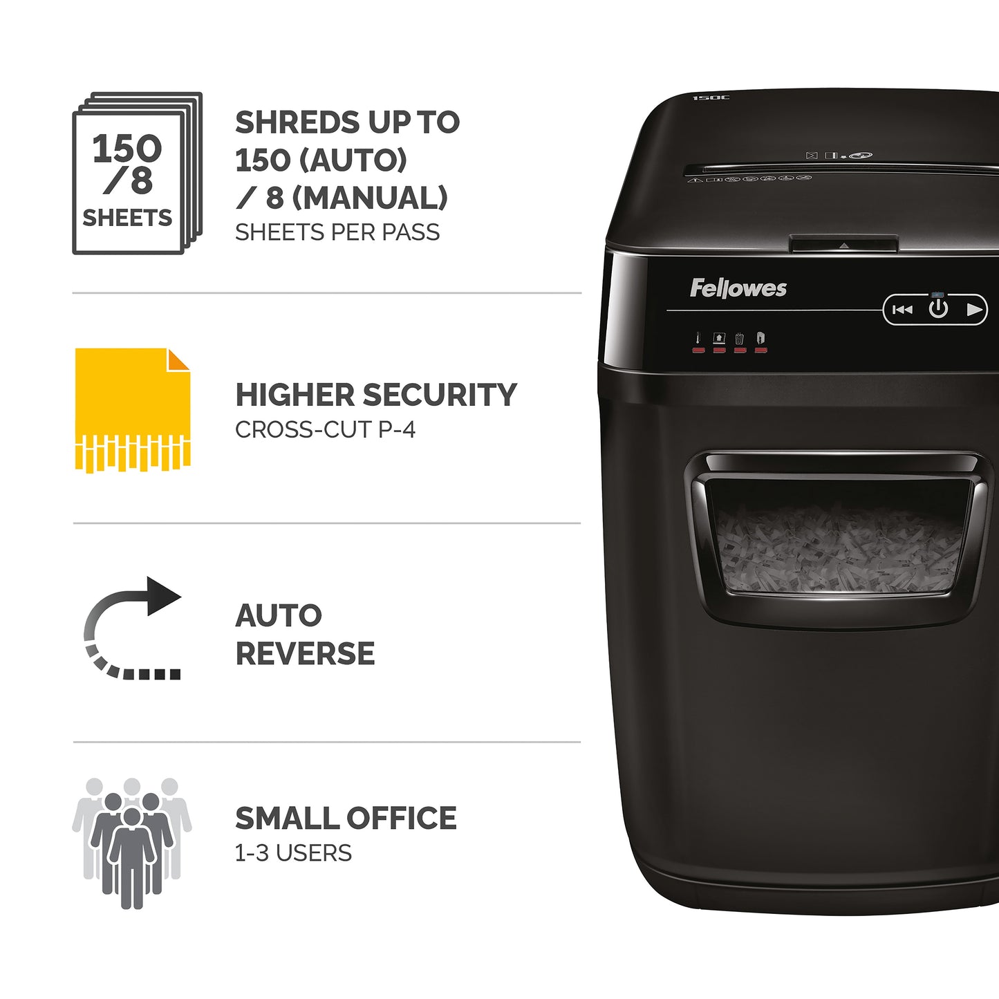 Fellowes Automax 150C Cross Square Cut Shredder 4680201