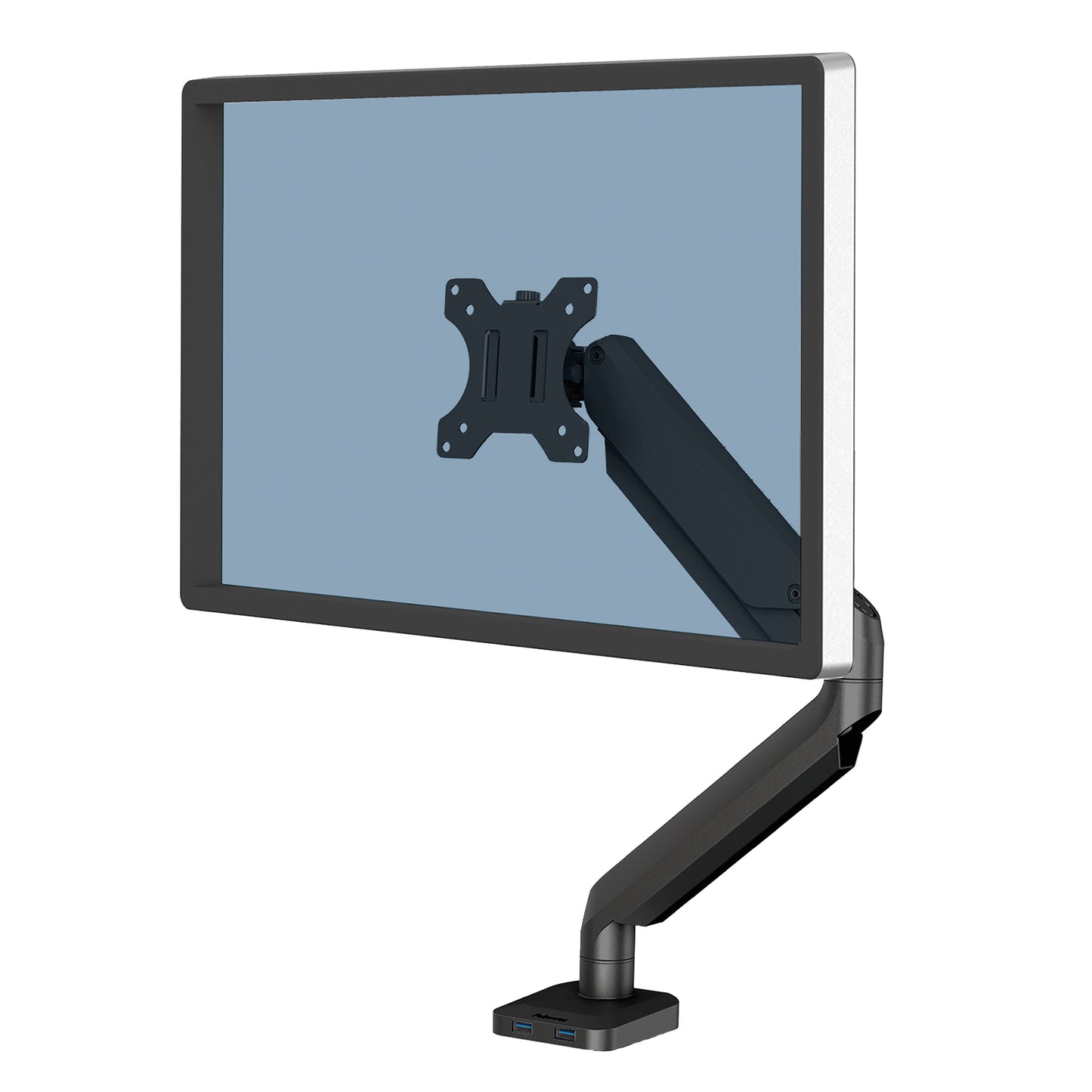 Fellowes Platinum Series Monitor Arm - Monitor Mount for 8KG 40 Inch Screens - Adjustable Monitor Desk Mount - Tilt 45° Pan 180° Swivel 360° Rotation 360°, VESA 75 x 75/100 x 100 - Black