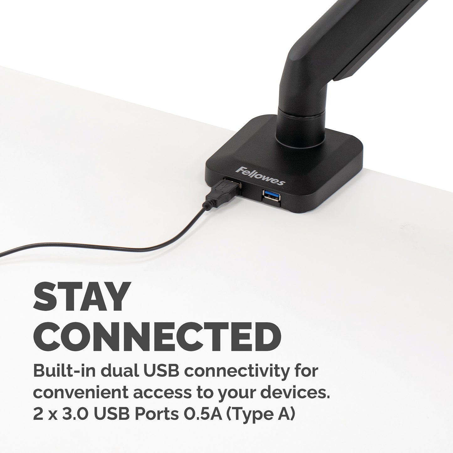 Fellowes Platinum Series Monitor Arm - Monitor Mount for 8KG 40 Inch Screens - Adjustable Monitor Desk Mount - Tilt 45° Pan 180° Swivel 360° Rotation 360°, VESA 75 x 75/100 x 100 - Black