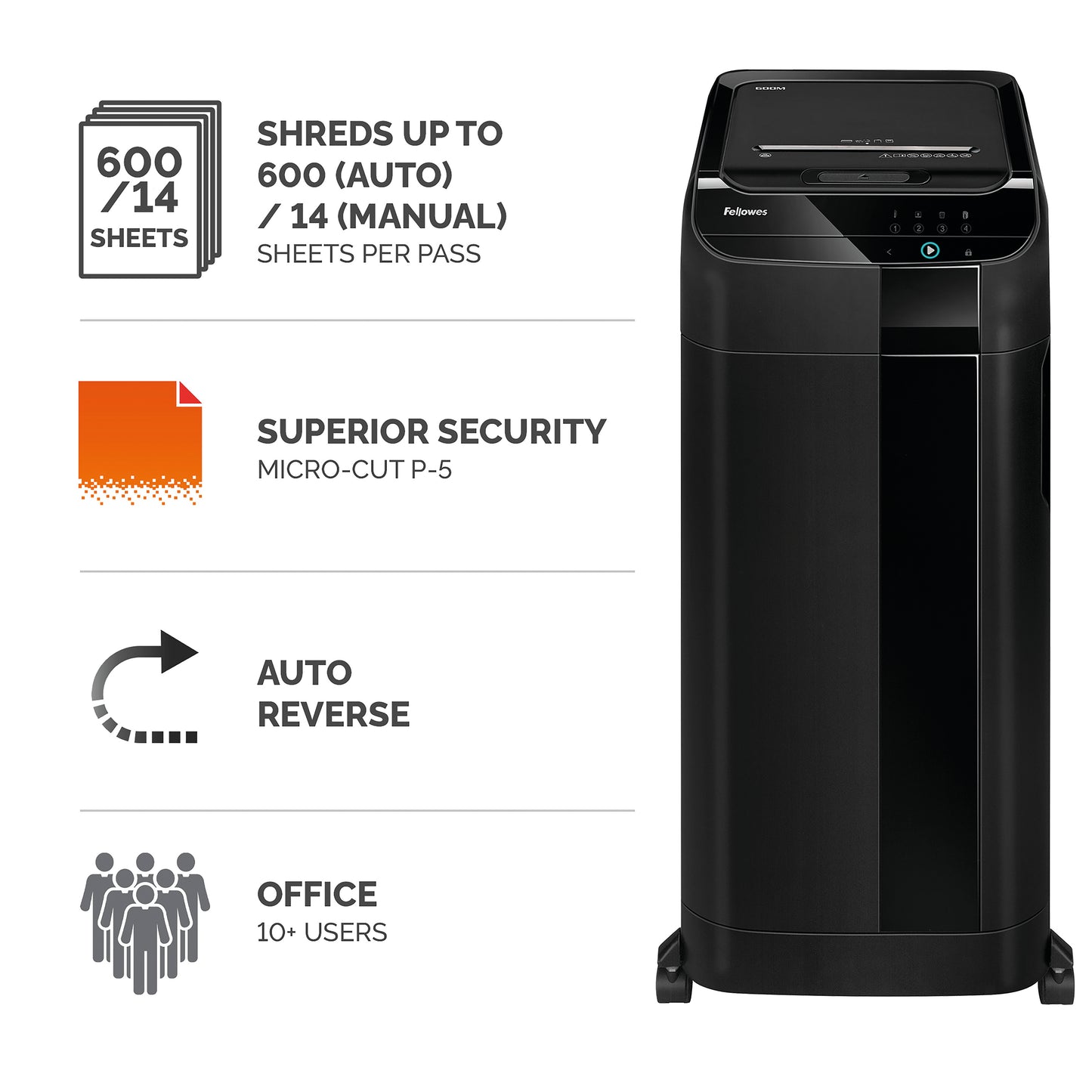 Fellowes AutoMax 600M Micro-Cut Auto Feed Shredder 4657401