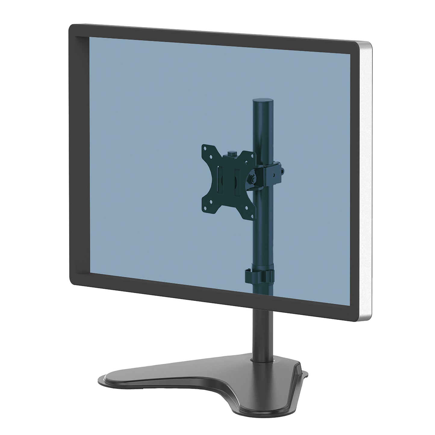 Fellowes Seasa Single Monitor Arm - Freestanding Monitor Mount for 8KG 32 inch Screens - Ergonomic Adjustable Monitor Arm - Tilt 45° Pan 120° Rotation 360°, VESA 75 x 75/100 x 100 - Black