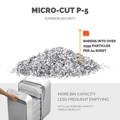 Fellowes LX Series Powershred LX21 paper shredder Micro-cut shredding Grey, White
