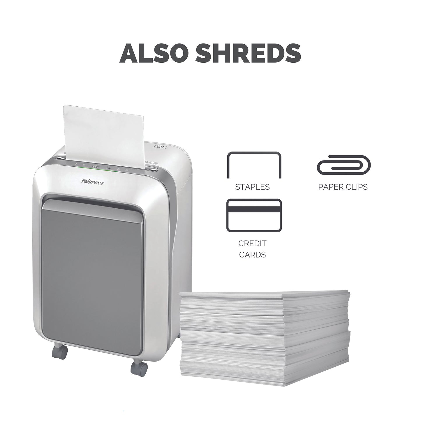 Fellowes LX Series Powershred LX21 paper shredder Micro-cut shredding Grey, White