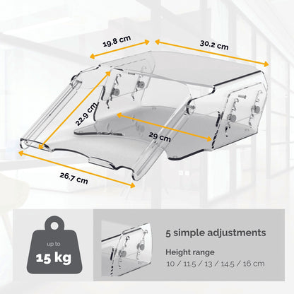 Fellowes Clarity Adjustable Monitor Riser Clear Acrylic 9731101