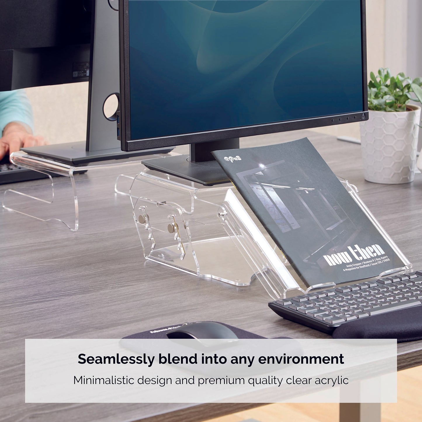 Fellowes Clarity Adjustable Monitor Riser Clear Acrylic 9731101