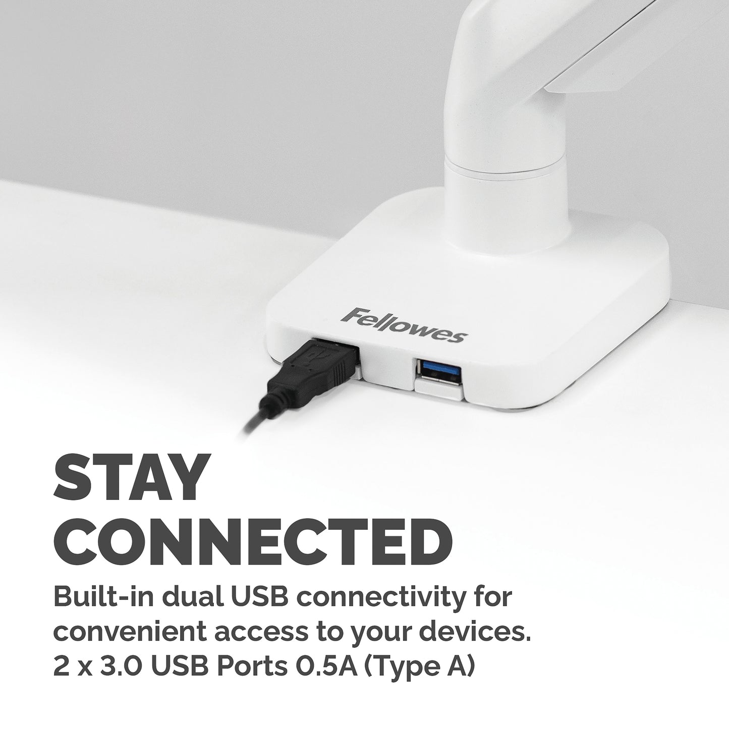 Fellowes Platinum Series Monitor Arm - Monitor Mount for 8KG 40 Inch Screens - Adjustable Monitor Desk Mount - Tilt 45° Pan 180° Swivel 360° Rotation 360°, VESA 75 x 75/100 x 100 - White