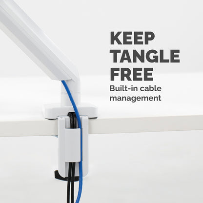 Fellowes Platinum Series Monitor Arm - Monitor Mount for 8KG 40 Inch Screens - Adjustable Monitor Desk Mount - Tilt 45° Pan 180° Swivel 360° Rotation 360°, VESA 75 x 75/100 x 100 - White