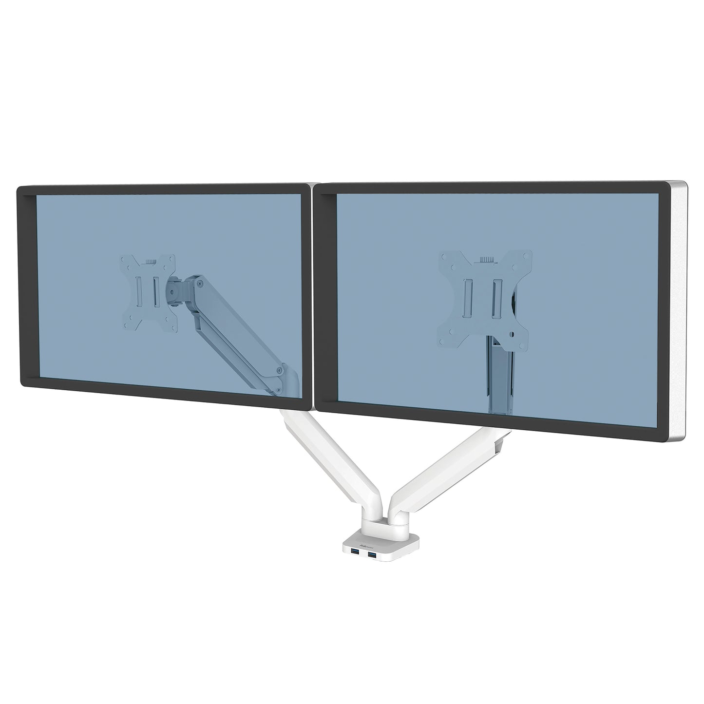 Fellowes Platinum Series Dual Monitor Arm - Monitor Mount for Two 8KG 40 Inch Screens - Adjustable Dual Monitor Desk Mount - Tilt 45° Pan 180° Swivel 360° Rotation 360°, VESA 75 x 75/100 x 100 - White
