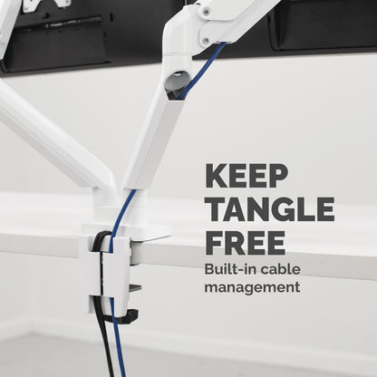 Fellowes Platinum Series Dual Monitor Arm - Monitor Mount for Two 8KG 40 Inch Screens - Adjustable Dual Monitor Desk Mount - Tilt 45° Pan 180° Swivel 360° Rotation 360°, VESA 75 x 75/100 x 100 - White