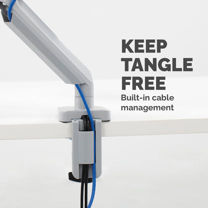 Fellowes Platinum Series Monitor Arm - Monitor Mount for 8KG 40 Inch Screens - Adjustable Monitor Desk Mount - Tilt 45° Pan 180° Swivel 360° Rotation 360°, VESA 75 x 75/100 x 100 - Silver