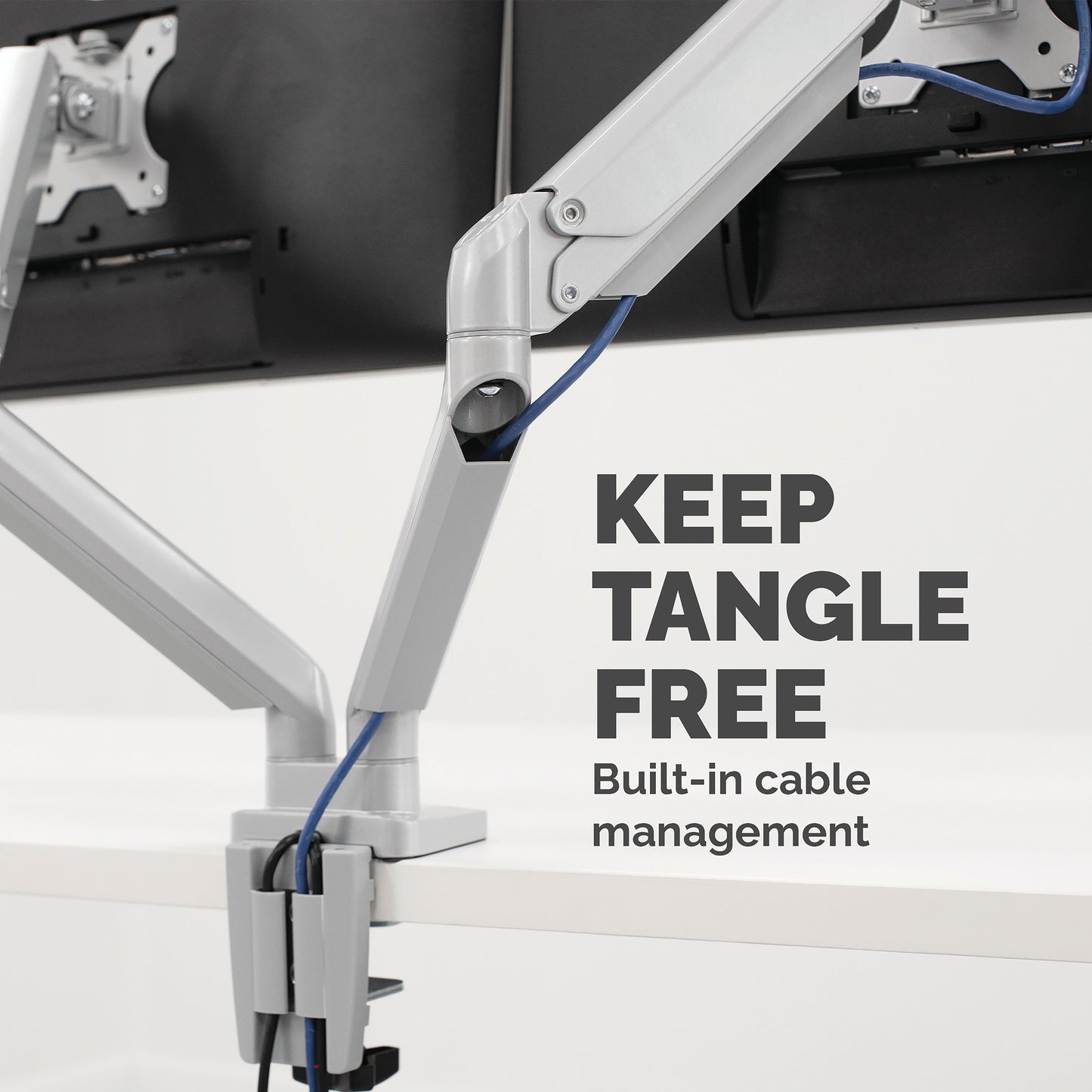 Fellowes Platinum Series Dual Monitor Arm - Monitor Mount for Two 8KG 40 Inch Screens - Adjustable Dual Monitor Desk Mount - Tilt 45° Pan 180ᵒ Swivel 360ᵒ Rotation 360ᵒ, VESA 75 x 75/100 x 100 - Silver