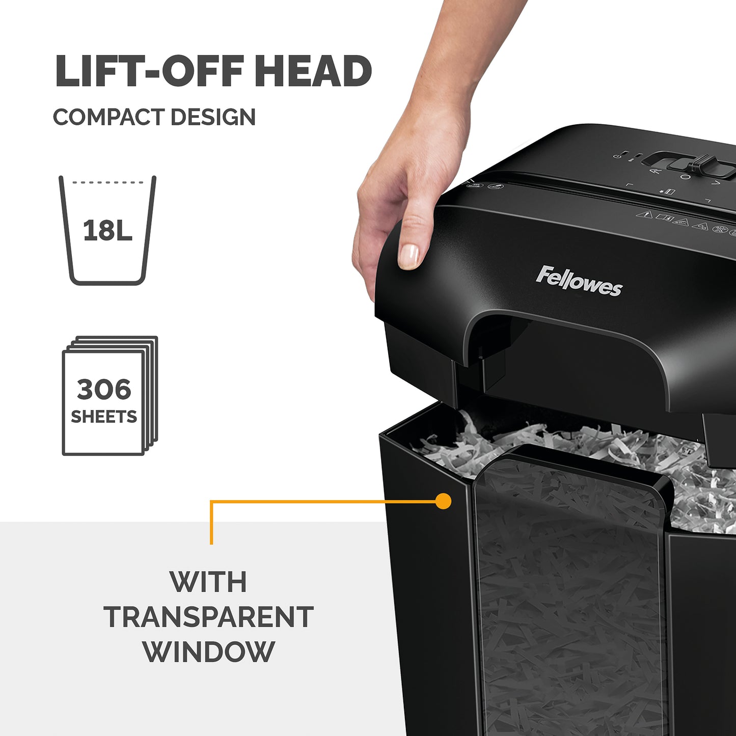 Fellowes LX Series Powershred LX70 Cross-Cut (P-4) Shredder – with Safety Lock